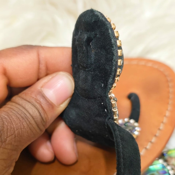 Mystique Iridescent Shell Beaded Thong Flat Sandal Women's Size 10 - Picture 5 of 6